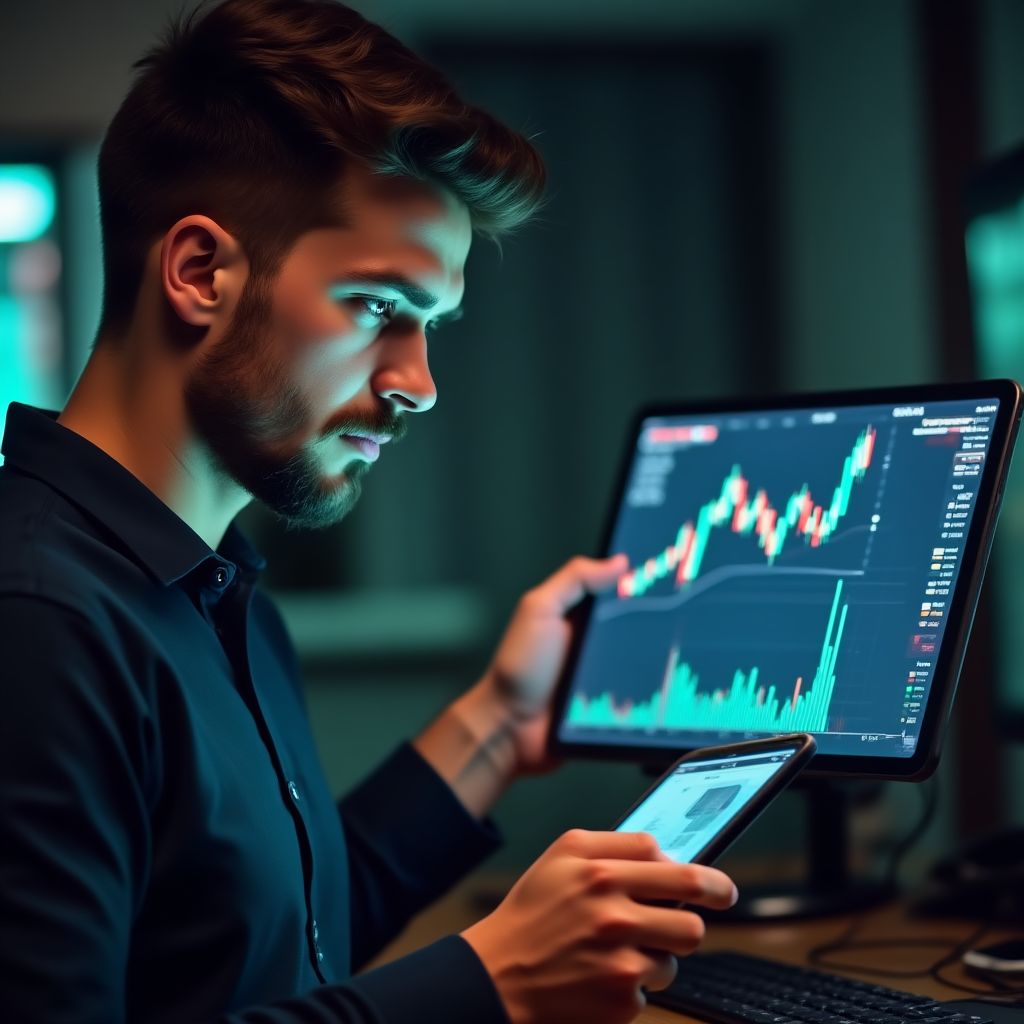 Un estudiante principiante analizando un gráfico simple en una tableta.